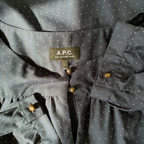 A.P.C Polka Dot Cotton Dress 3/4 Sleeve Size Large - Picture 6 of 7